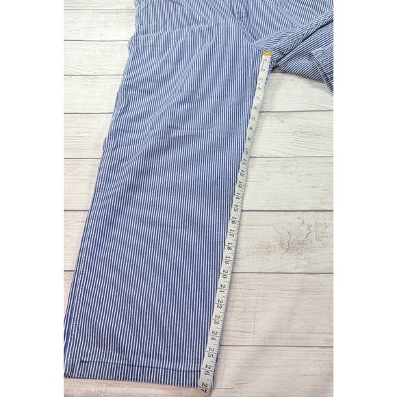 Vintage USA Union Made OshKosh Bgosh Men Overalls Striped Railroad Vestbak 38x32 - Picture 2 of 8